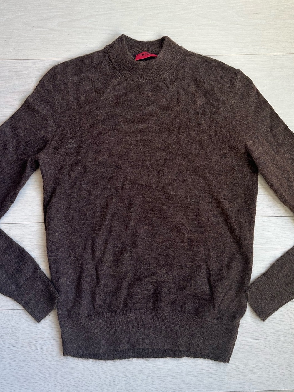 HUGO Men's Slim Fit Brown Turtleneck Sweater